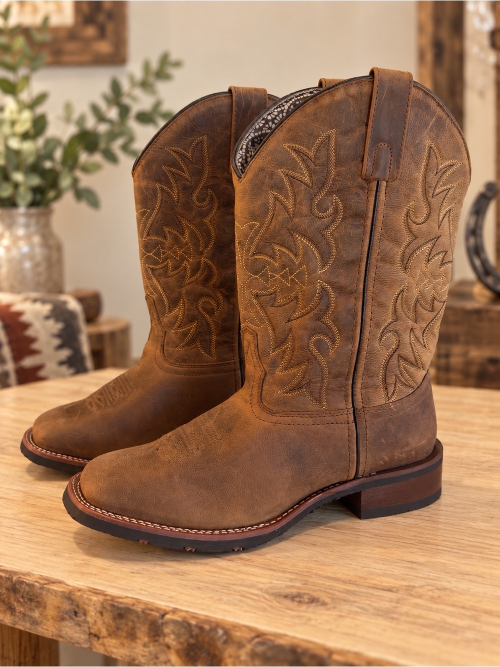 Laredo Women's Anita Square Toe Leather Cowgirl Boots NWOT Style 5602 Size 10